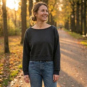 Lazy Sunday Sweatshirt Oversized Gray Cropped Roll Neck Crewneck size Medium